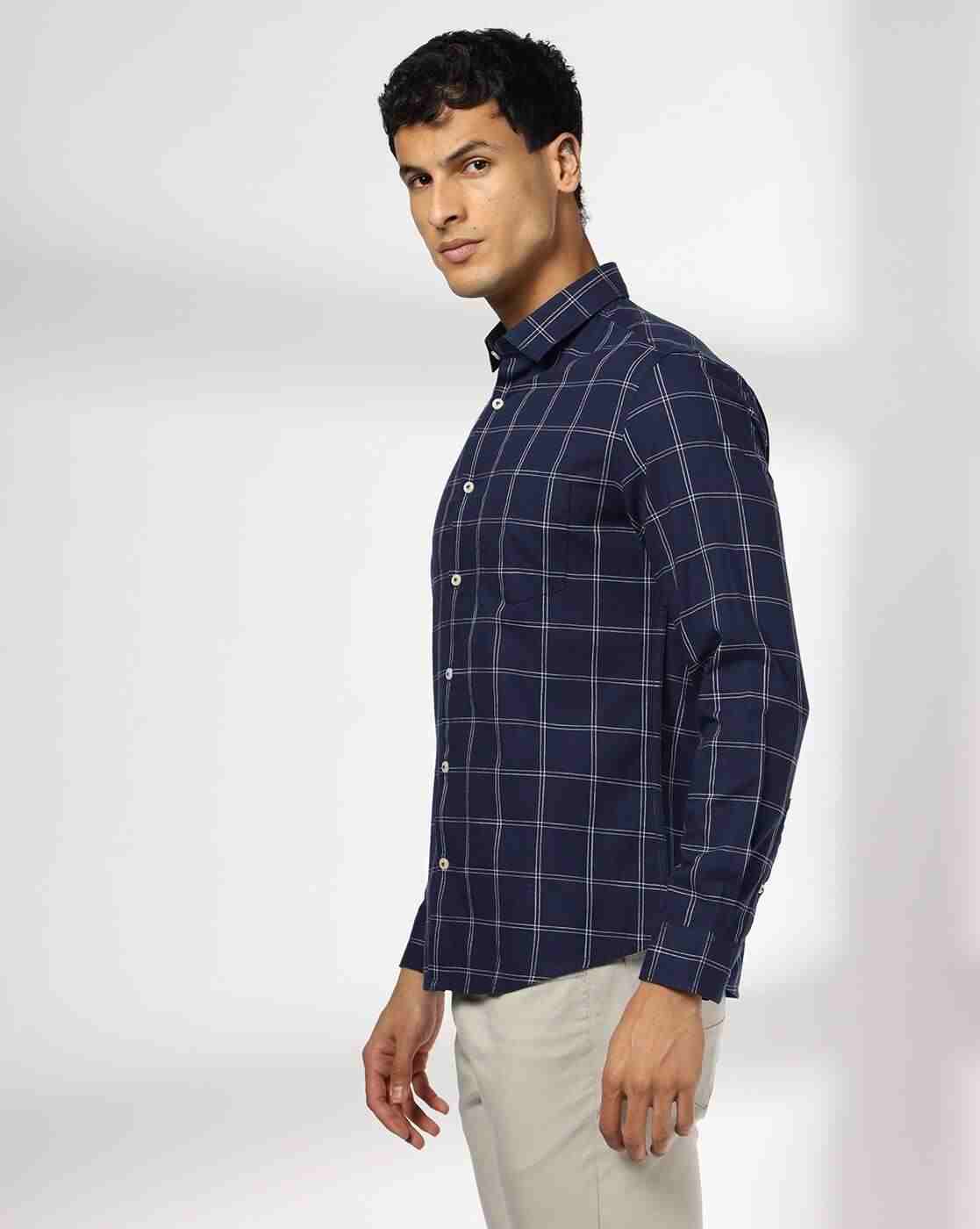 NETPLAY | Men Checked Slim Fit Shirt with Patch Pocket|1
