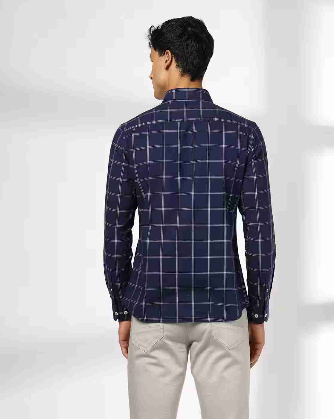 NETPLAY | Men Checked Slim Fit Shirt with Patch Pocket|2