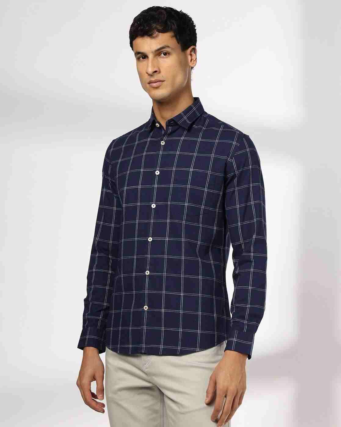 NETPLAY | Men Checked Slim Fit Shirt with Patch Pocket|3
