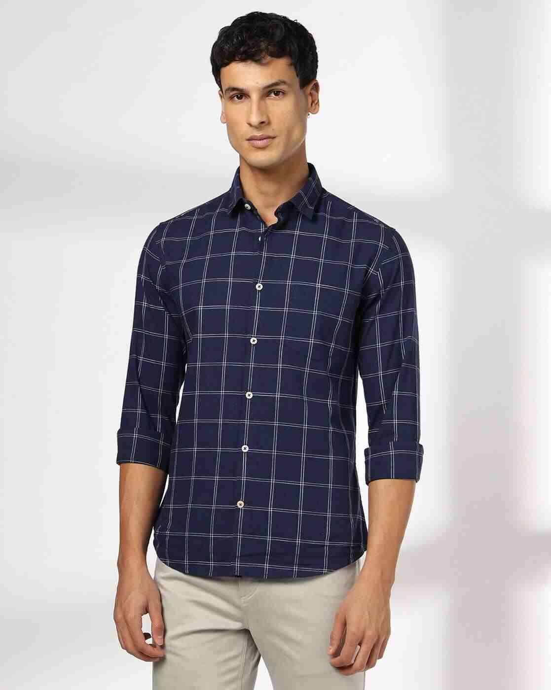 NETPLAY | Men Checked Slim Fit Shirt with Patch Pocket|4
