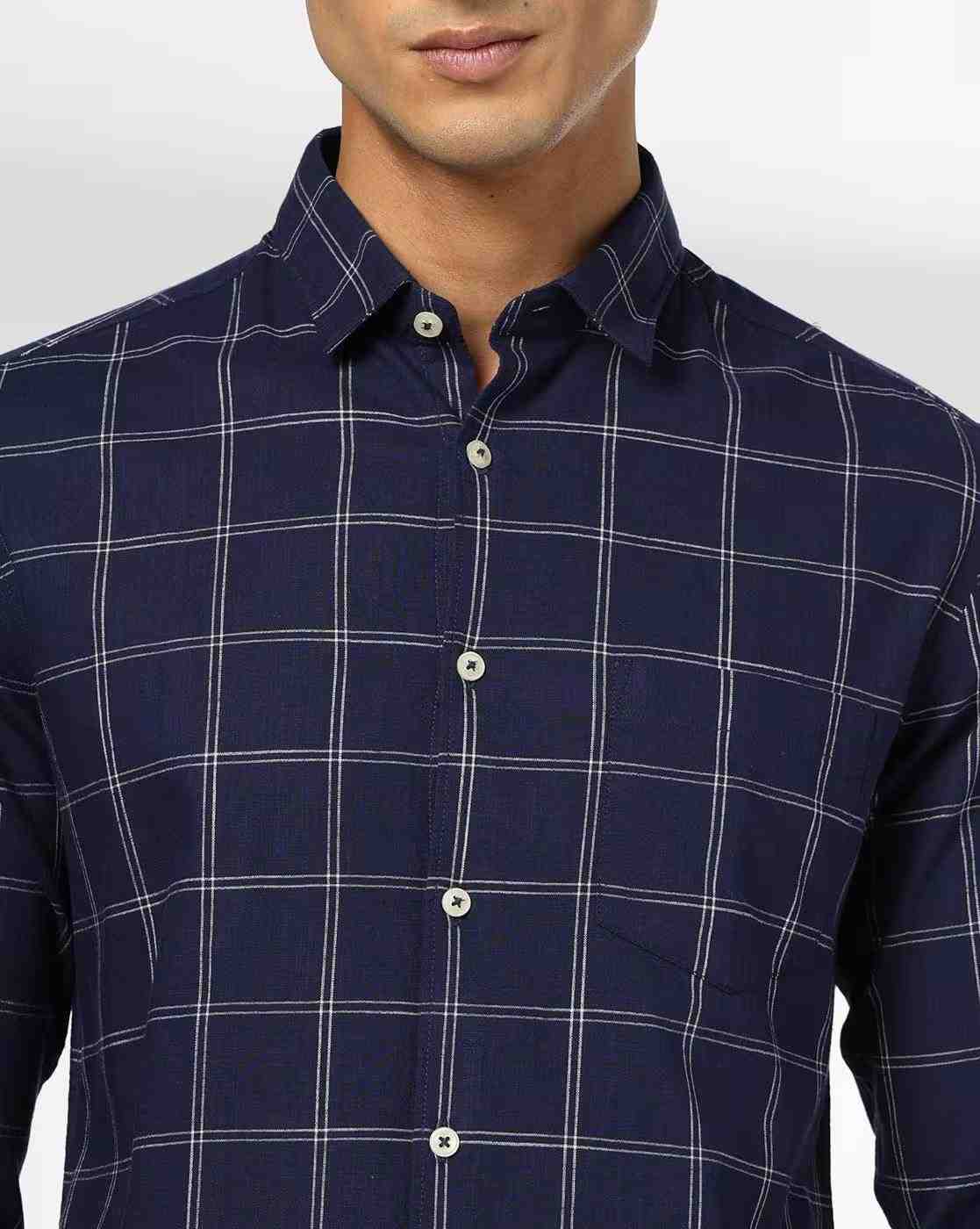 NETPLAY | Men Checked Slim Fit Shirt with Patch Pocket|5