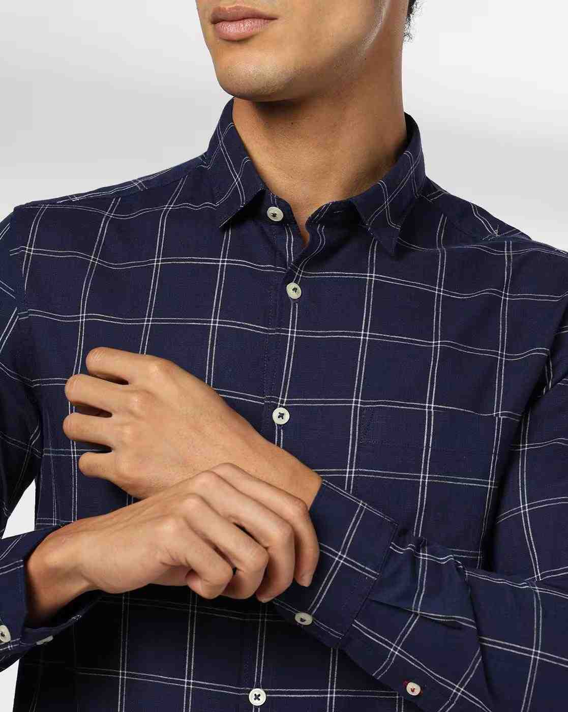 NETPLAY | Men Checked Slim Fit Shirt with Patch Pocket|6