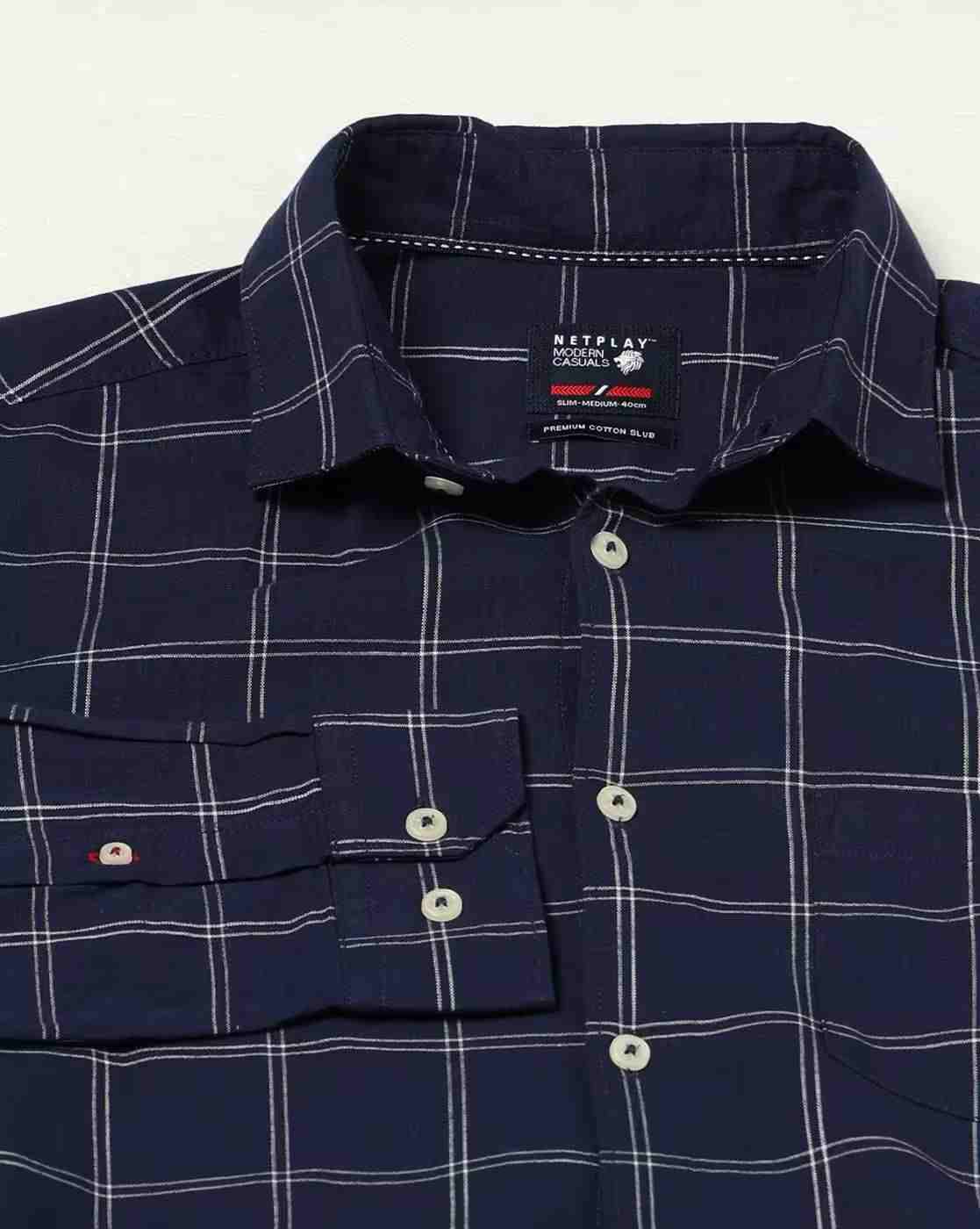 NETPLAY | Men Checked Slim Fit Shirt with Patch Pocket|7