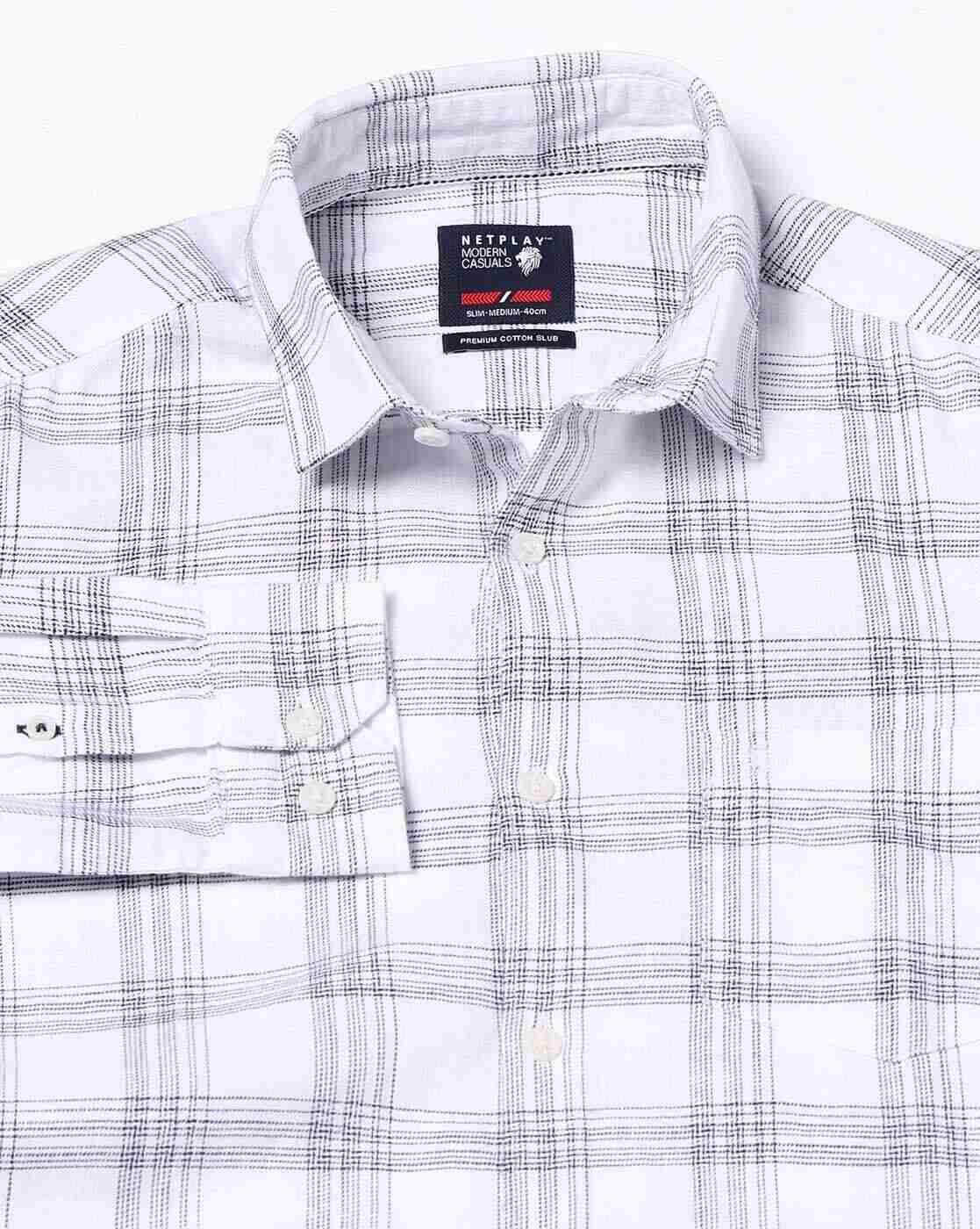 NETPLAY | 35 BSC Checked Slim Fit Cotton Shirt|6
