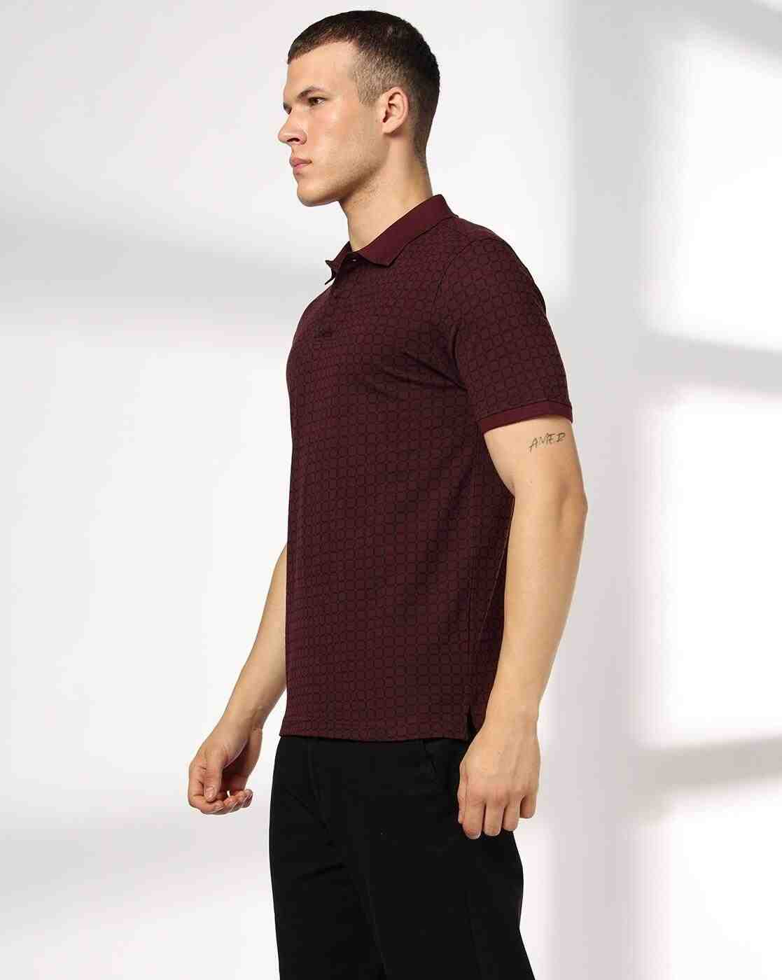 NETPLAY | Men Geometric Print Slim Fit Polo T-Shirt|1