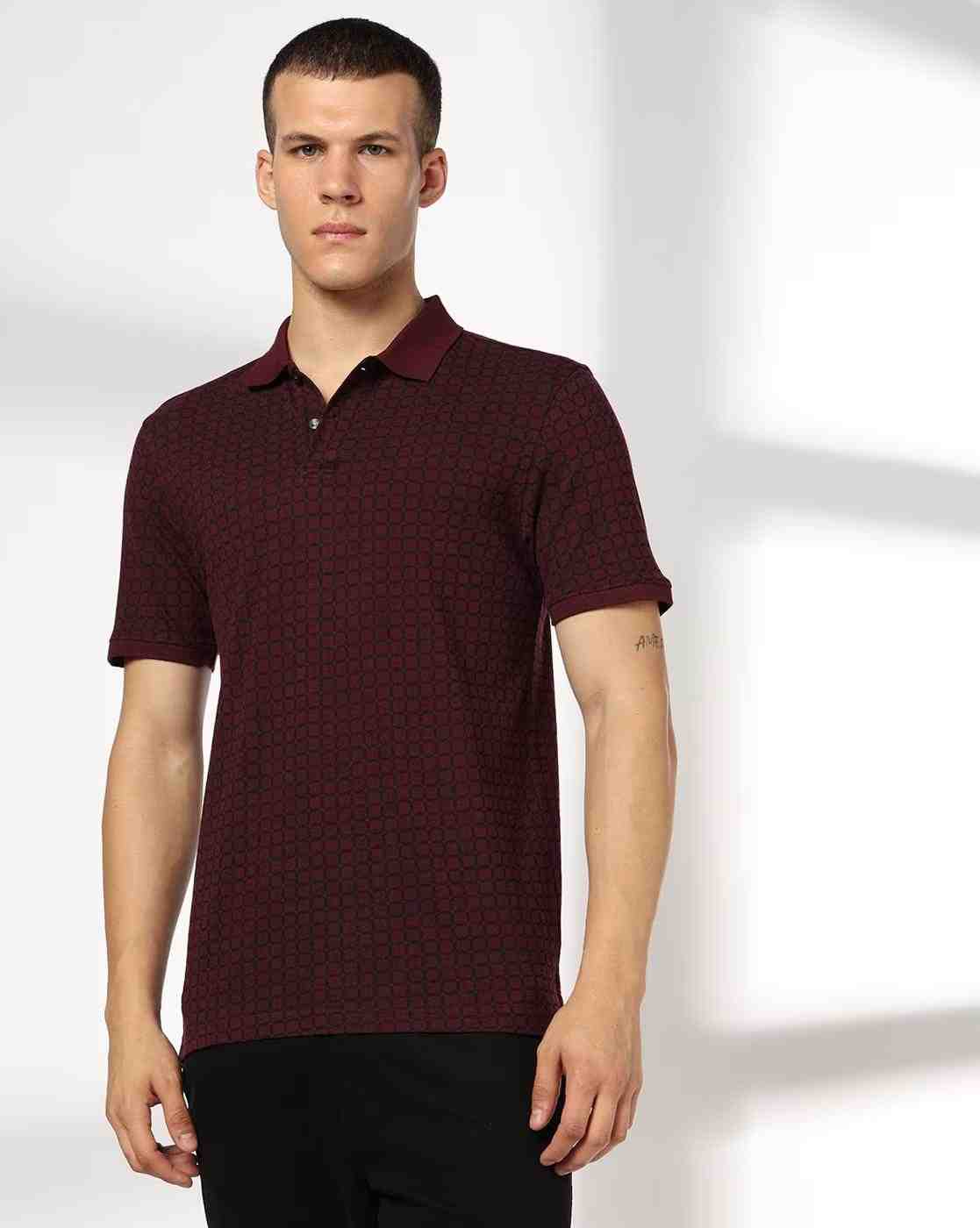 NETPLAY | Men Geometric Print Slim Fit Polo T-Shirt|3