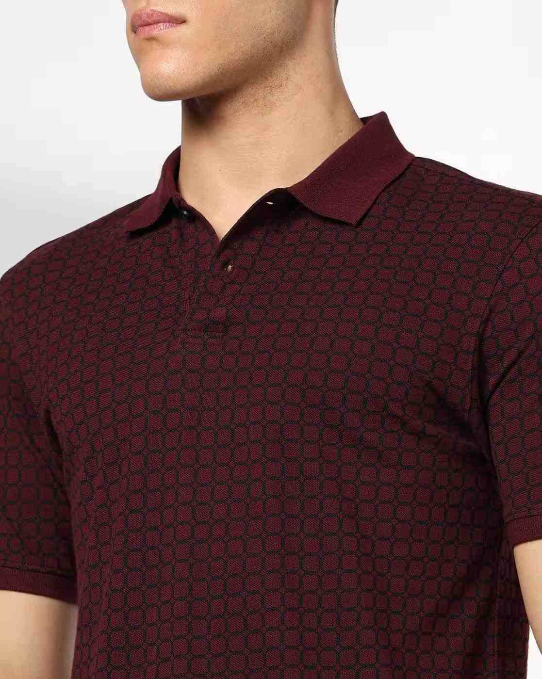 NETPLAY | Men Geometric Print Slim Fit Polo T-Shirt|4
