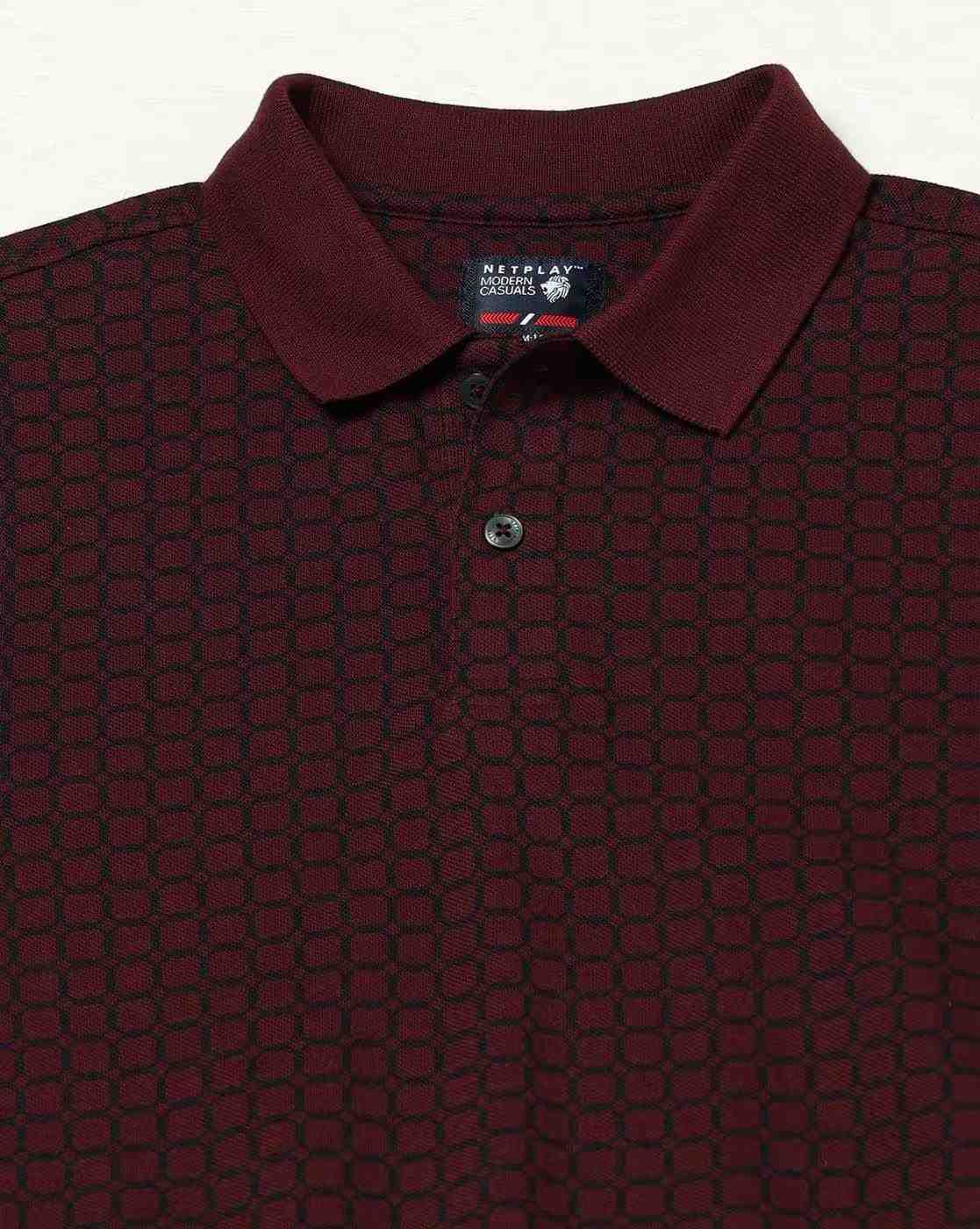 NETPLAY | Men Geometric Print Slim Fit Polo T-Shirt|5