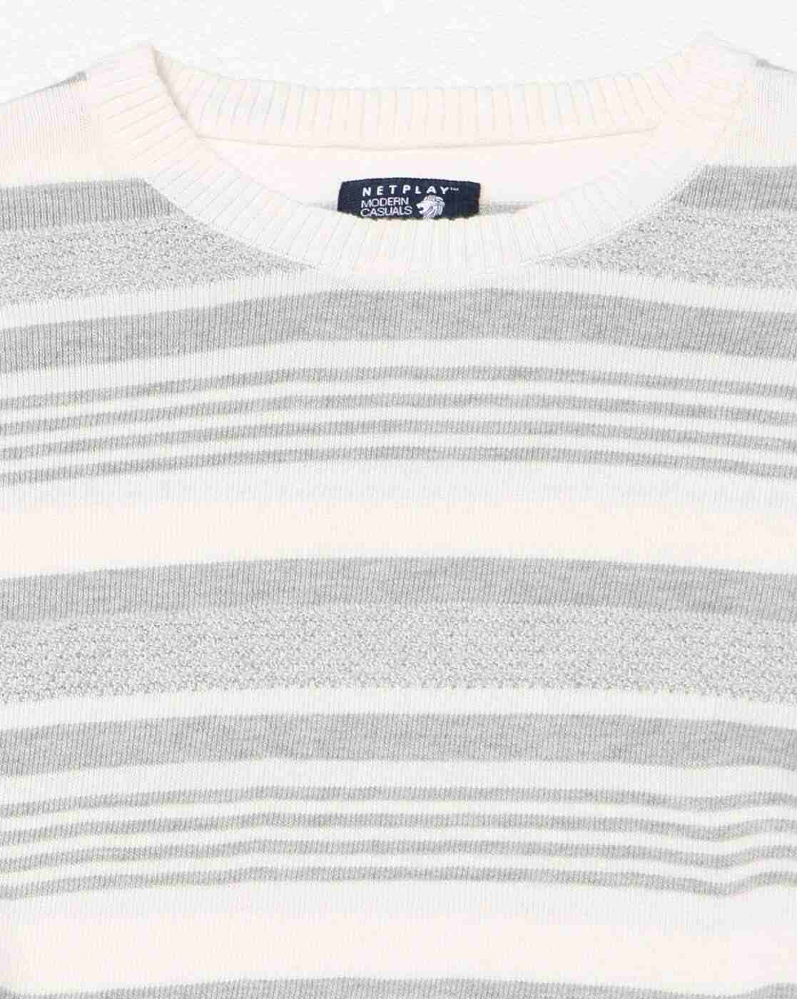 NETPLAY | Men Striped Flat-Knit Slim Fit Crew-Neck T-Shirt|5