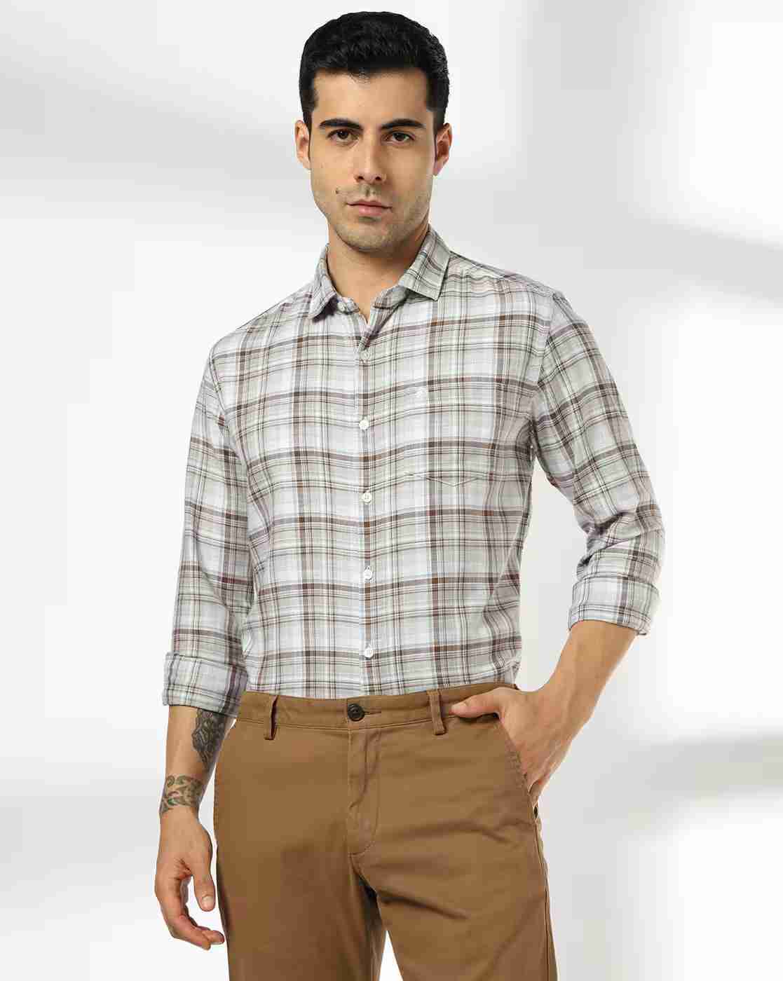 NETPLAY | Men Checked Slim Fit Shirt with Patch Pocket|0