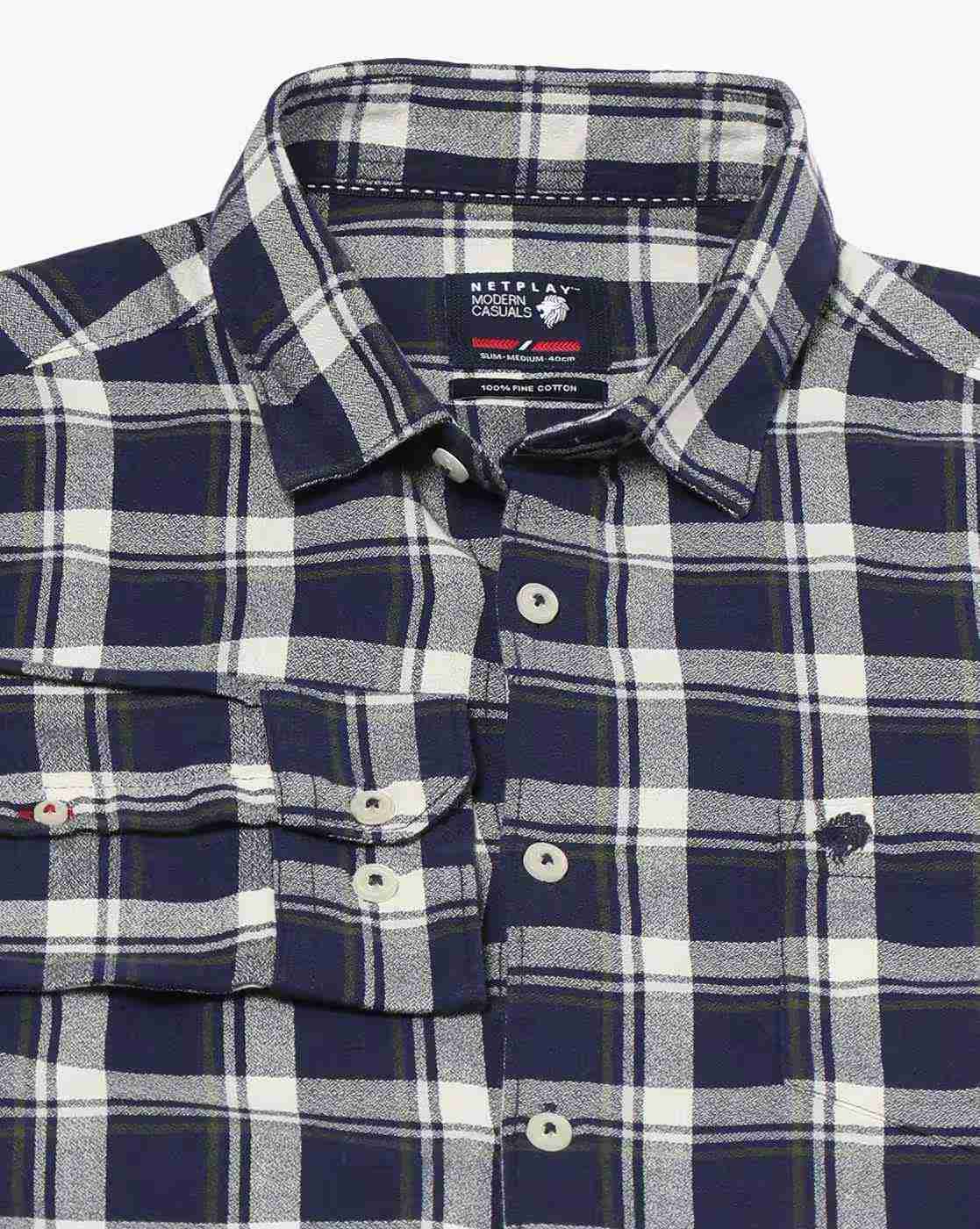 NETPLAY | Men Checked Slim Fit Shirt|4