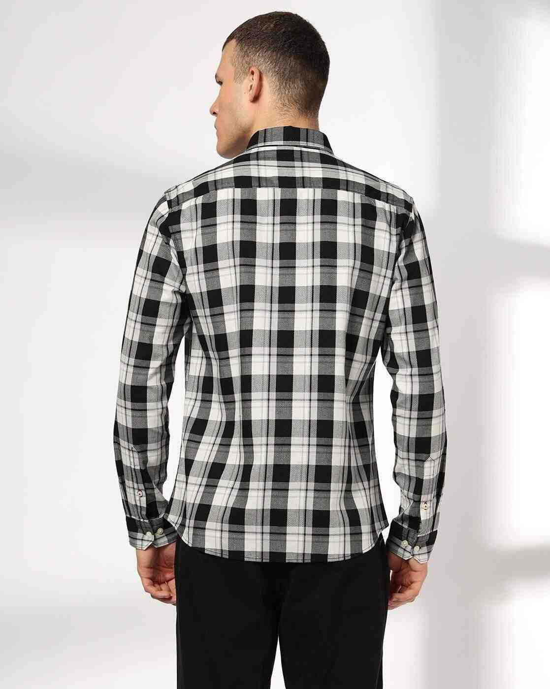NETPLAY | Men Checked Slim Fit Shirt with Patch Pocket|2