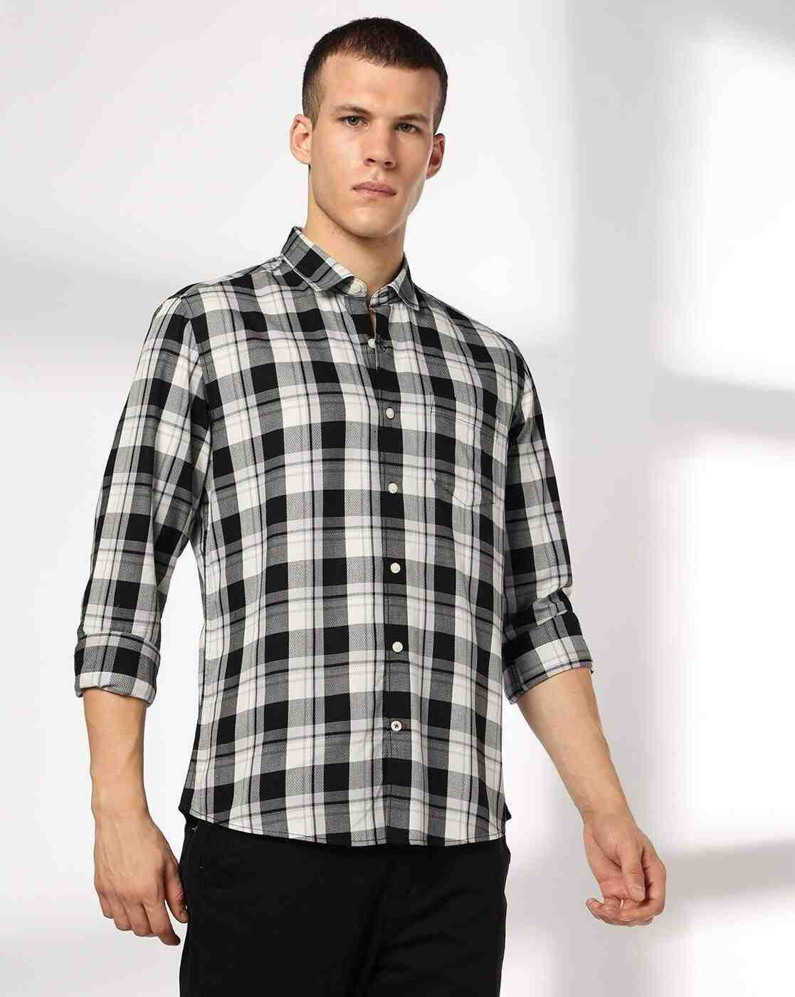 NETPLAY | Men Checked Slim Fit Shirt with Patch Pocket|4