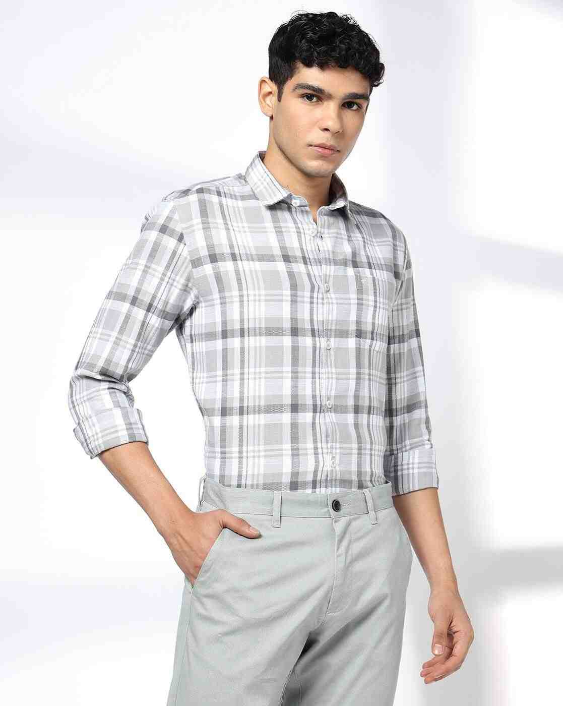 NETPLAY | Men Checked Slim Fit Shirt with Patch Pocket|0