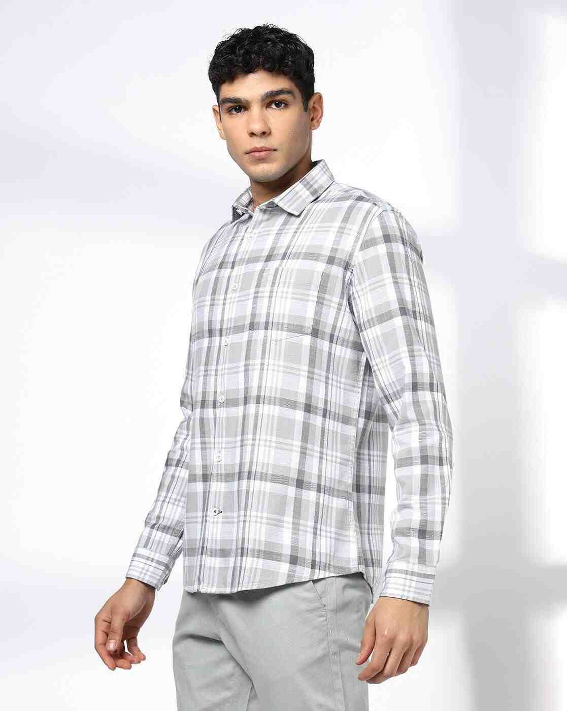 NETPLAY | Men Checked Slim Fit Shirt with Patch Pocket|2