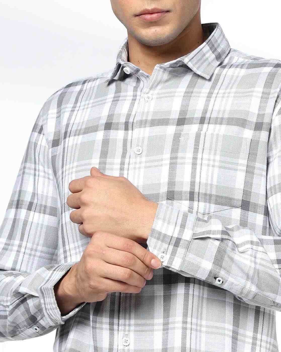 NETPLAY | Men Checked Slim Fit Shirt with Patch Pocket|5