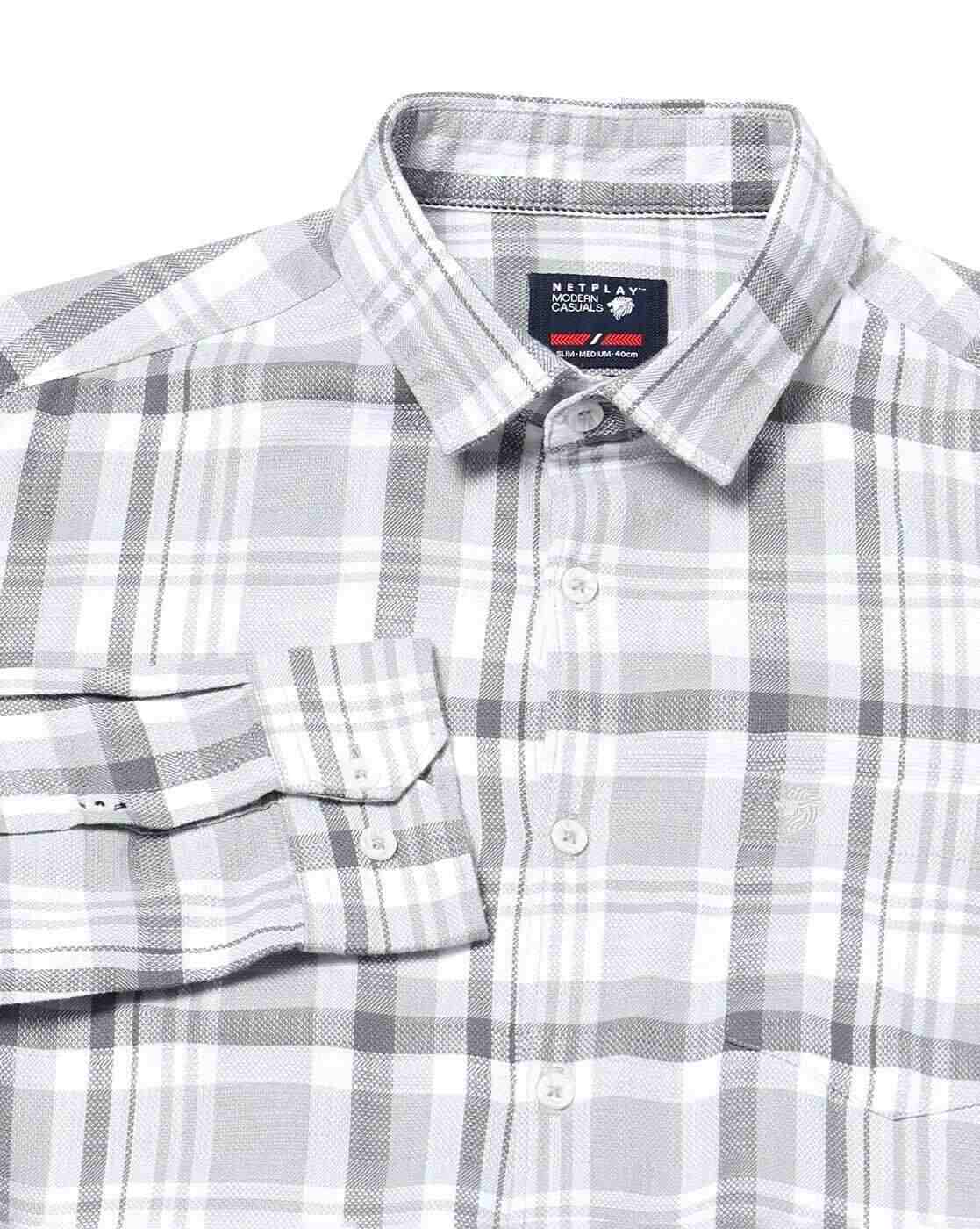 NETPLAY | Men Checked Slim Fit Shirt with Patch Pocket|6