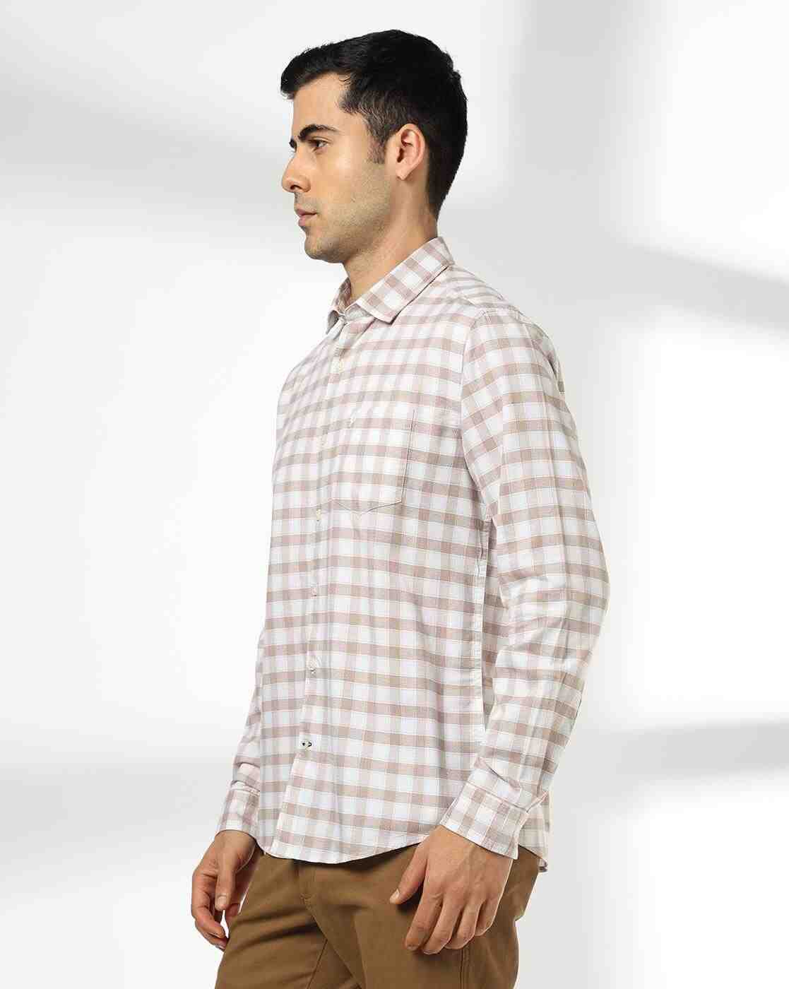 NETPLAY | Men Checked Slim Fit Shirt with Patch Pocket|2
