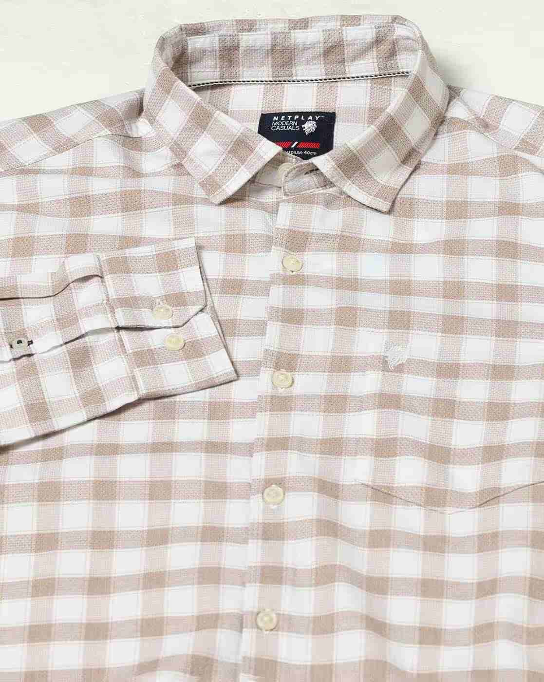 NETPLAY | Men Checked Slim Fit Shirt with Patch Pocket|6
