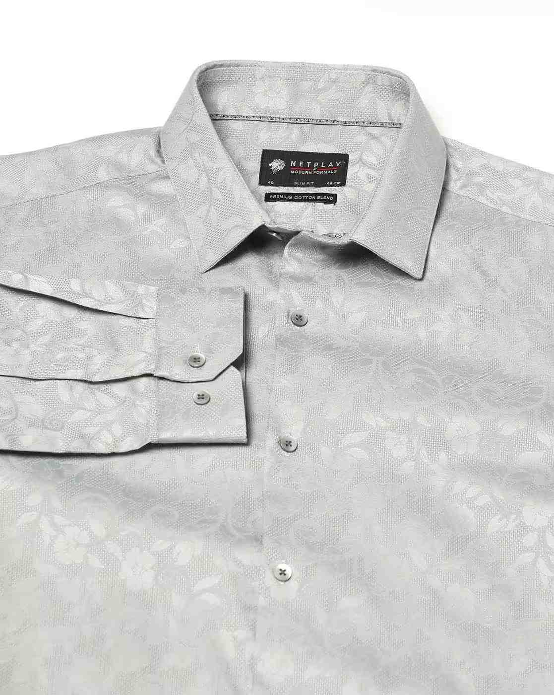NETPLAY | Men Floral Woven Slim Fit Shirt|5