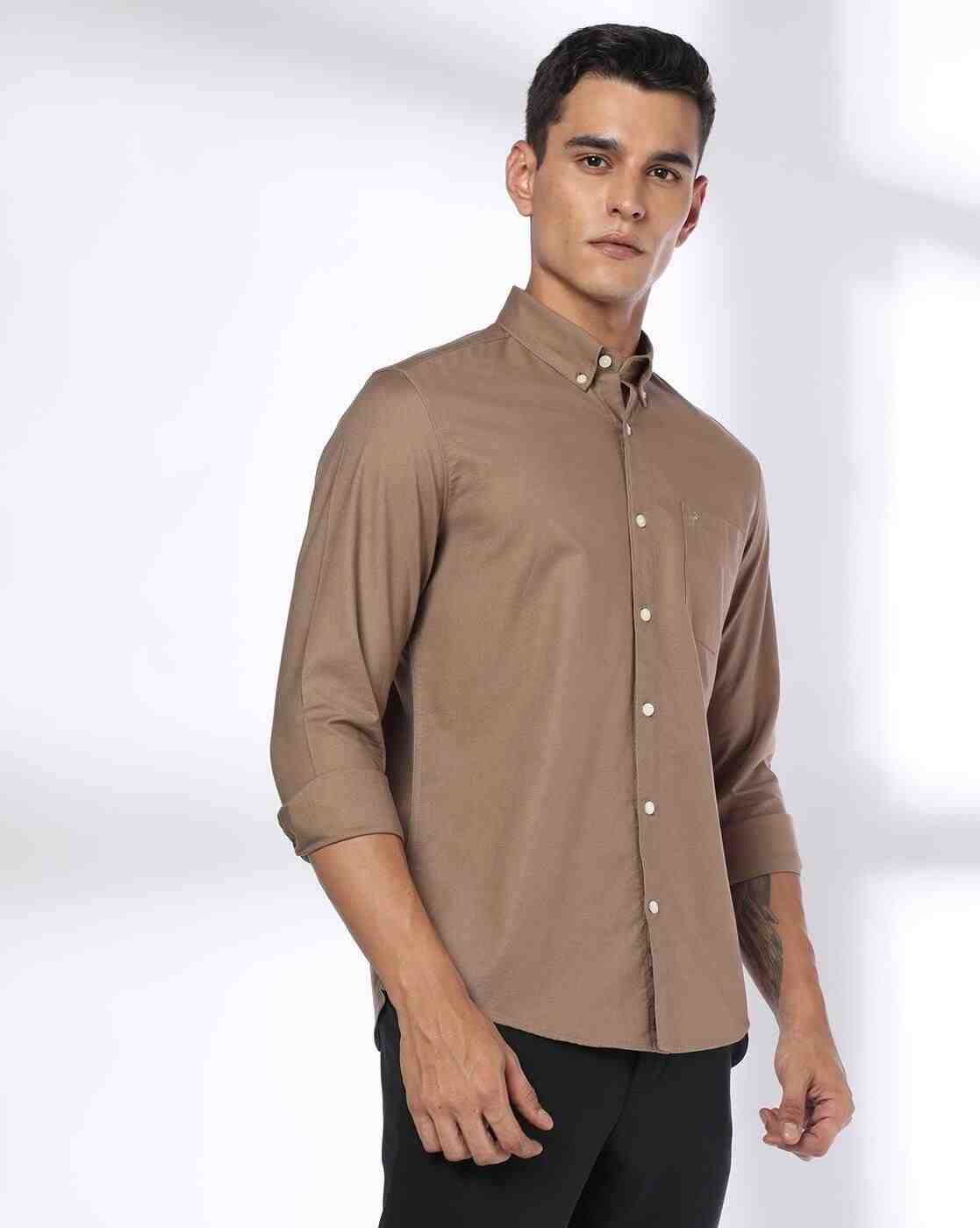 Men Slim Fit Cotton Shirt with Patch Pocket