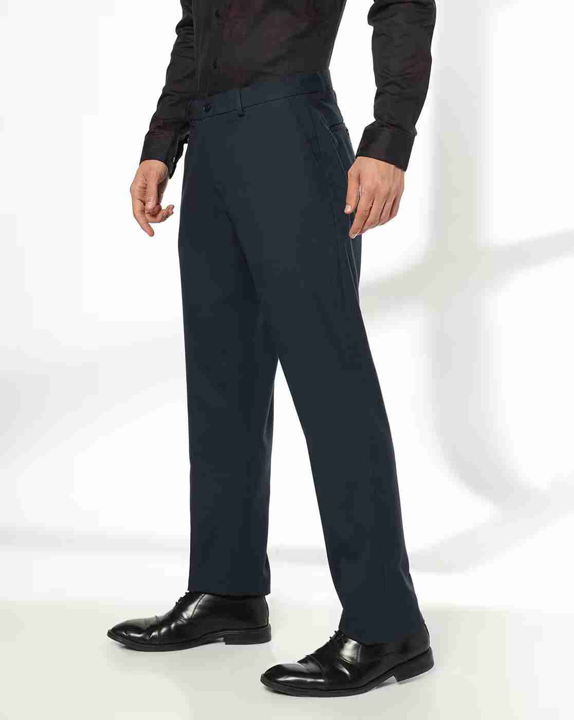 NETPLAY | Men Regular Fit Flat-Front Trousers|1