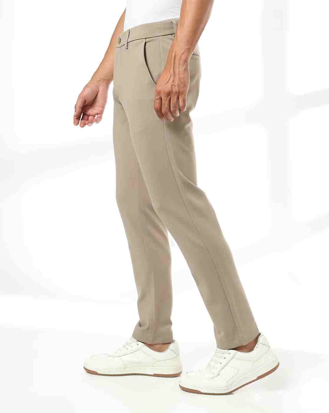 NETPLAY | Men Knitted Mid-Rise Regular Fit Chinos|1