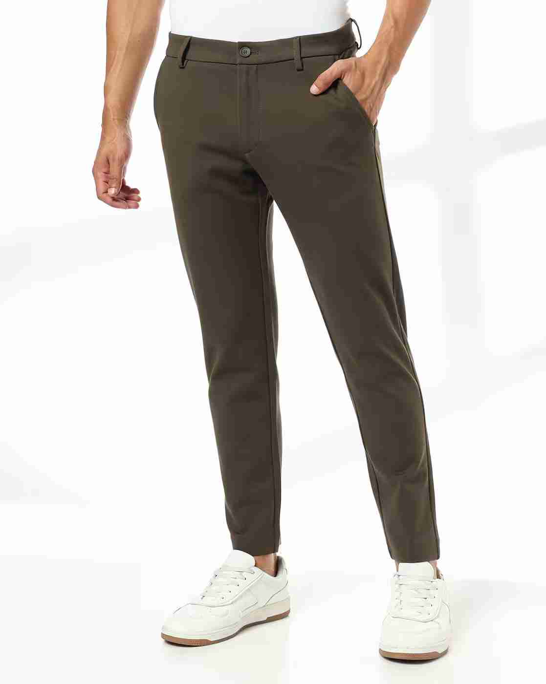 Men Knitted Mid-Rise Regular Fit Chinos