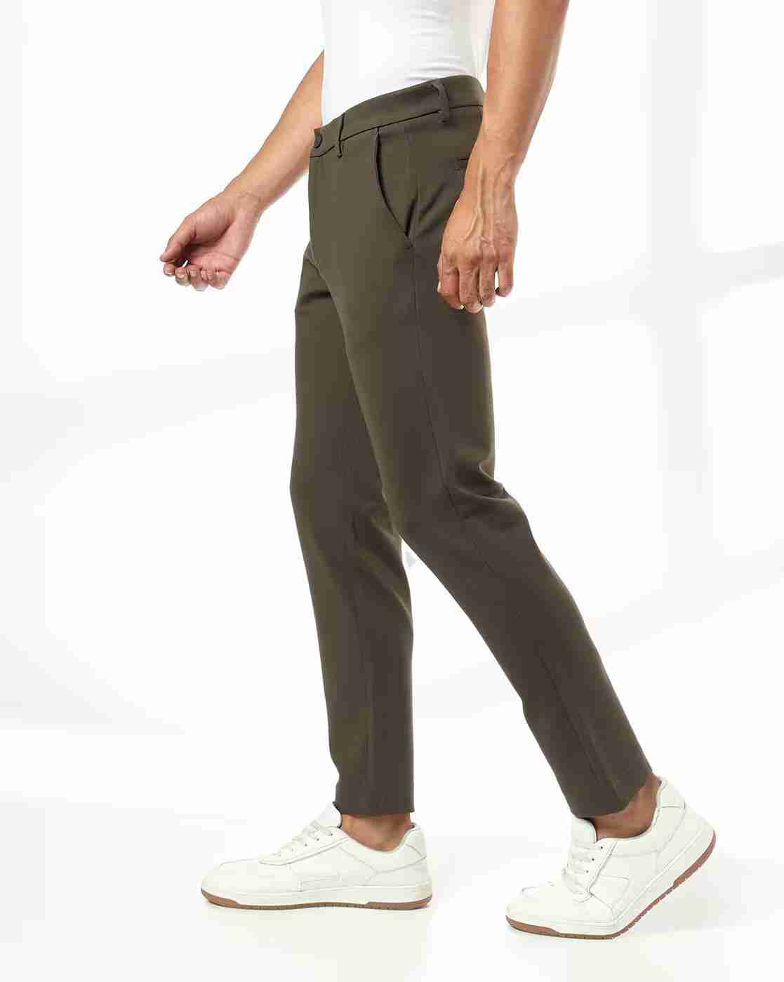 NETPLAY | Men Knitted Mid-Rise Regular Fit Chinos|1
