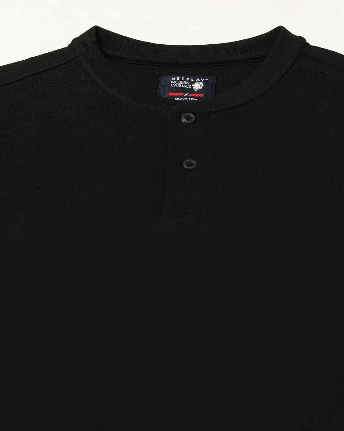 NETPLAY | Men Structured Slim Fit Henley T-Shirt|5