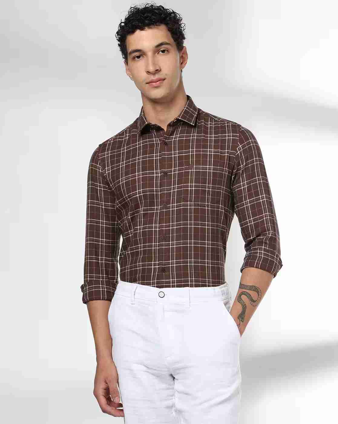 NETPLAY | Men Checked Regular Fit Shirt with Patch Pocket|0