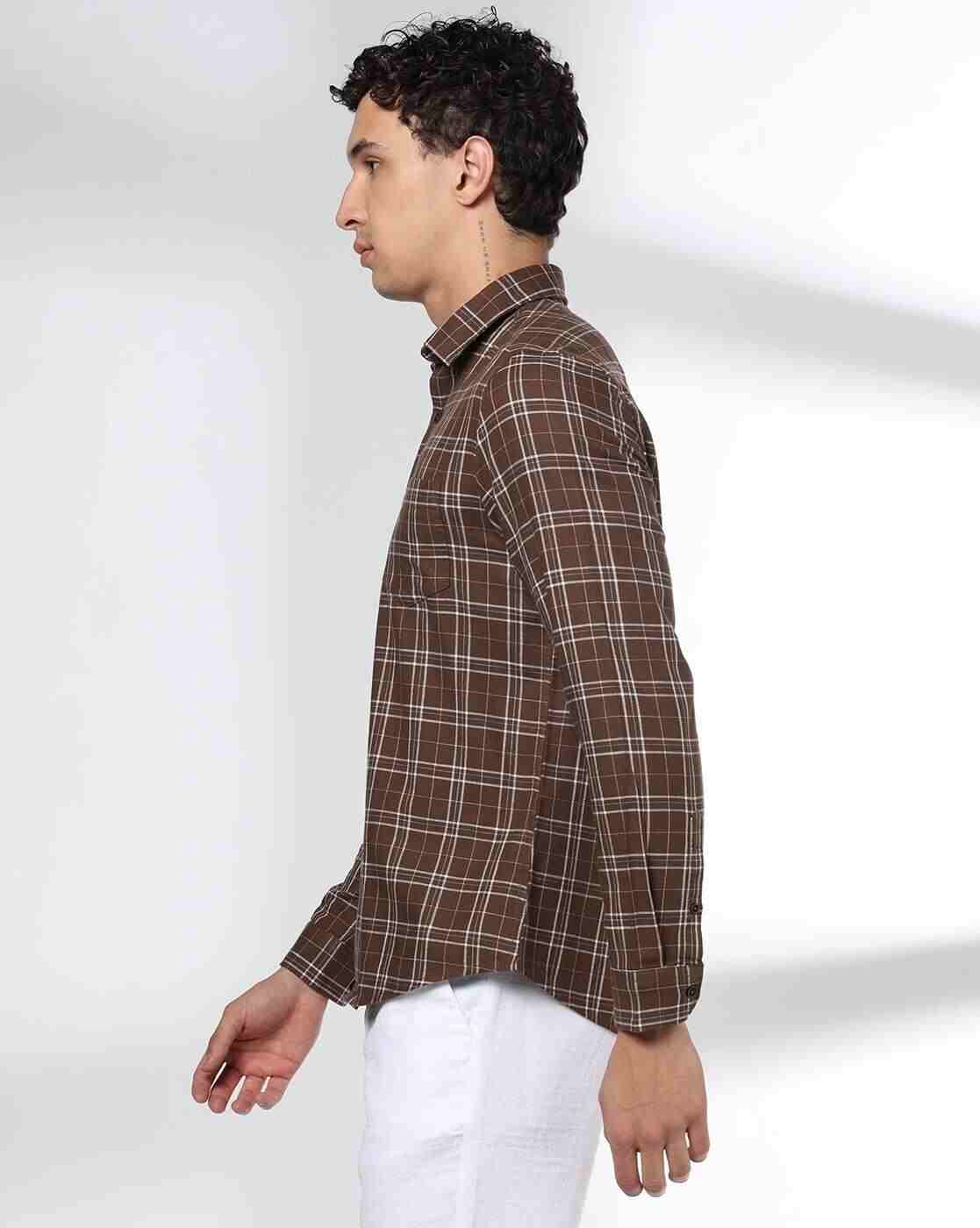 NETPLAY | Men Checked Regular Fit Shirt with Patch Pocket|1