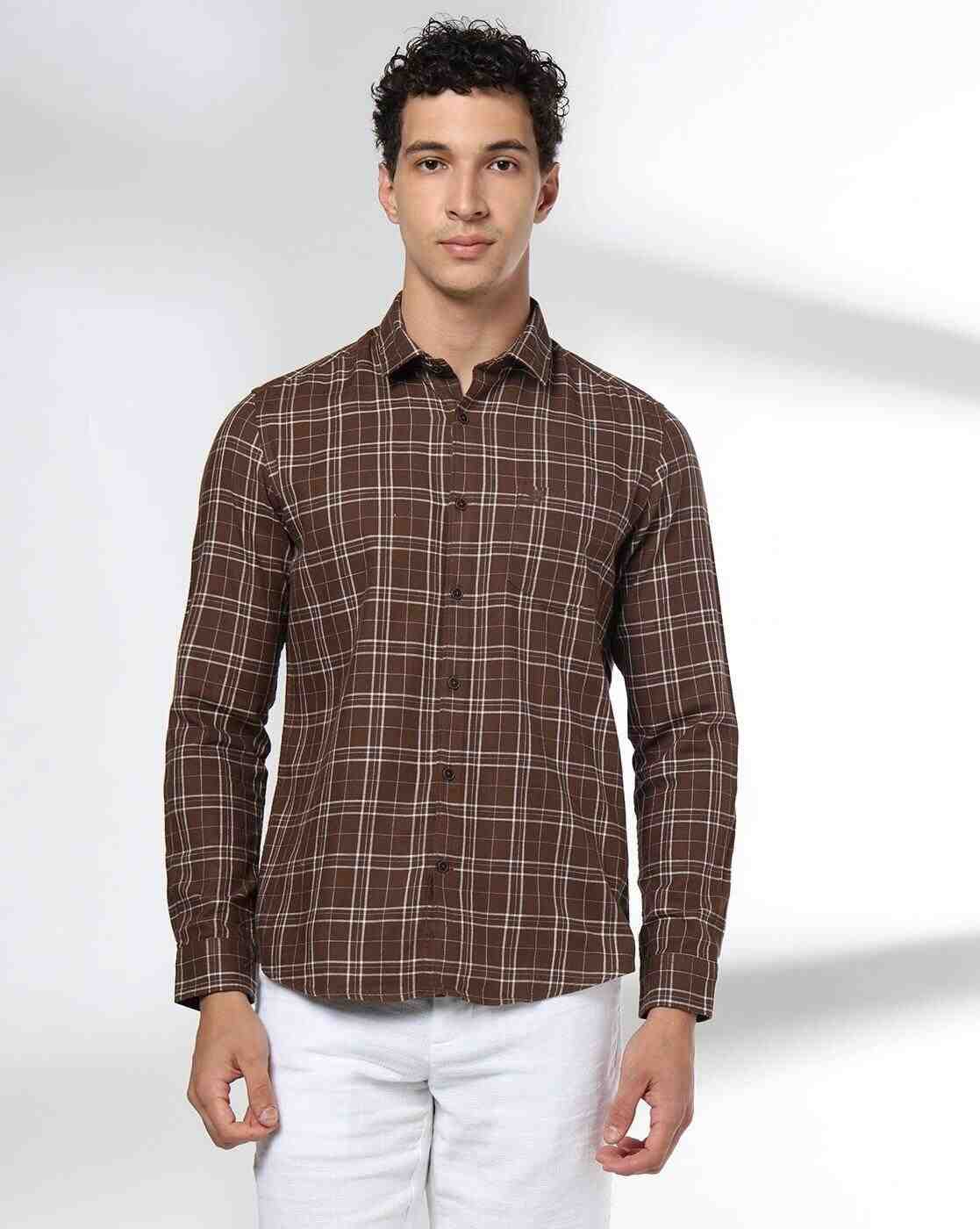 NETPLAY | Men Checked Regular Fit Shirt with Patch Pocket|3