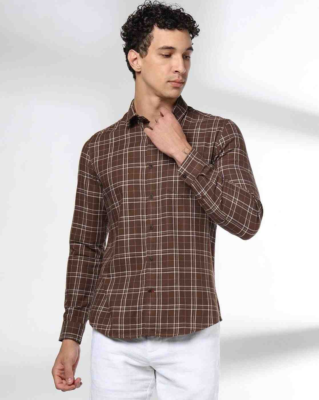 NETPLAY | Men Checked Regular Fit Shirt with Patch Pocket|4