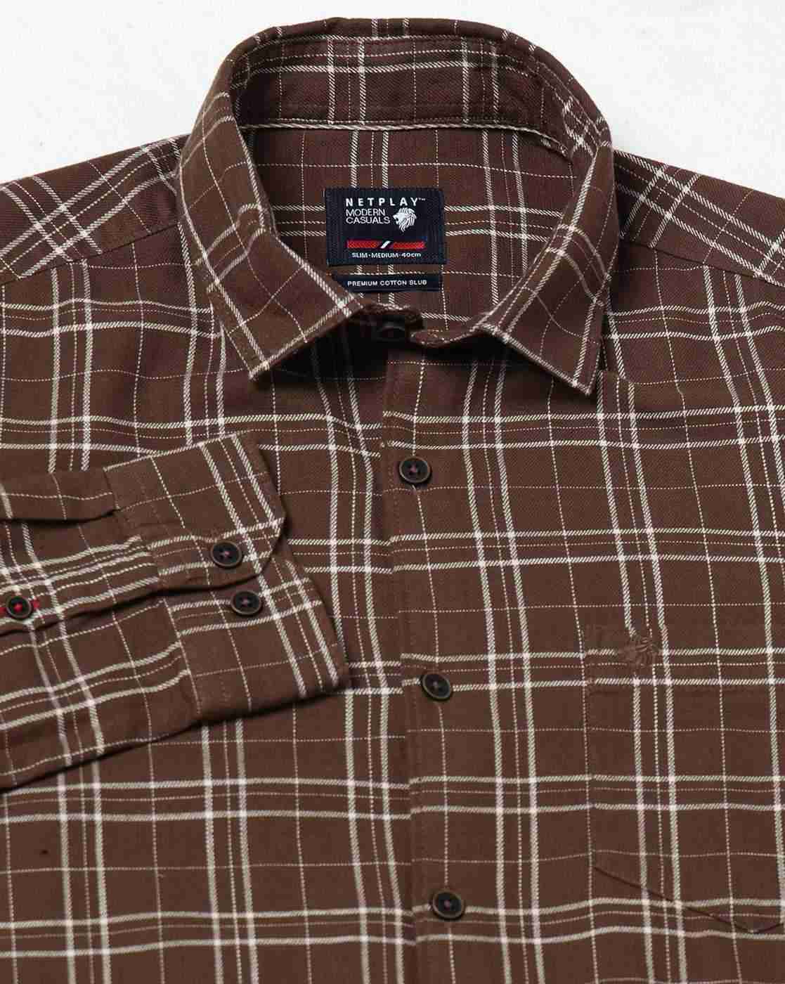 NETPLAY | Men Checked Regular Fit Shirt with Patch Pocket|6