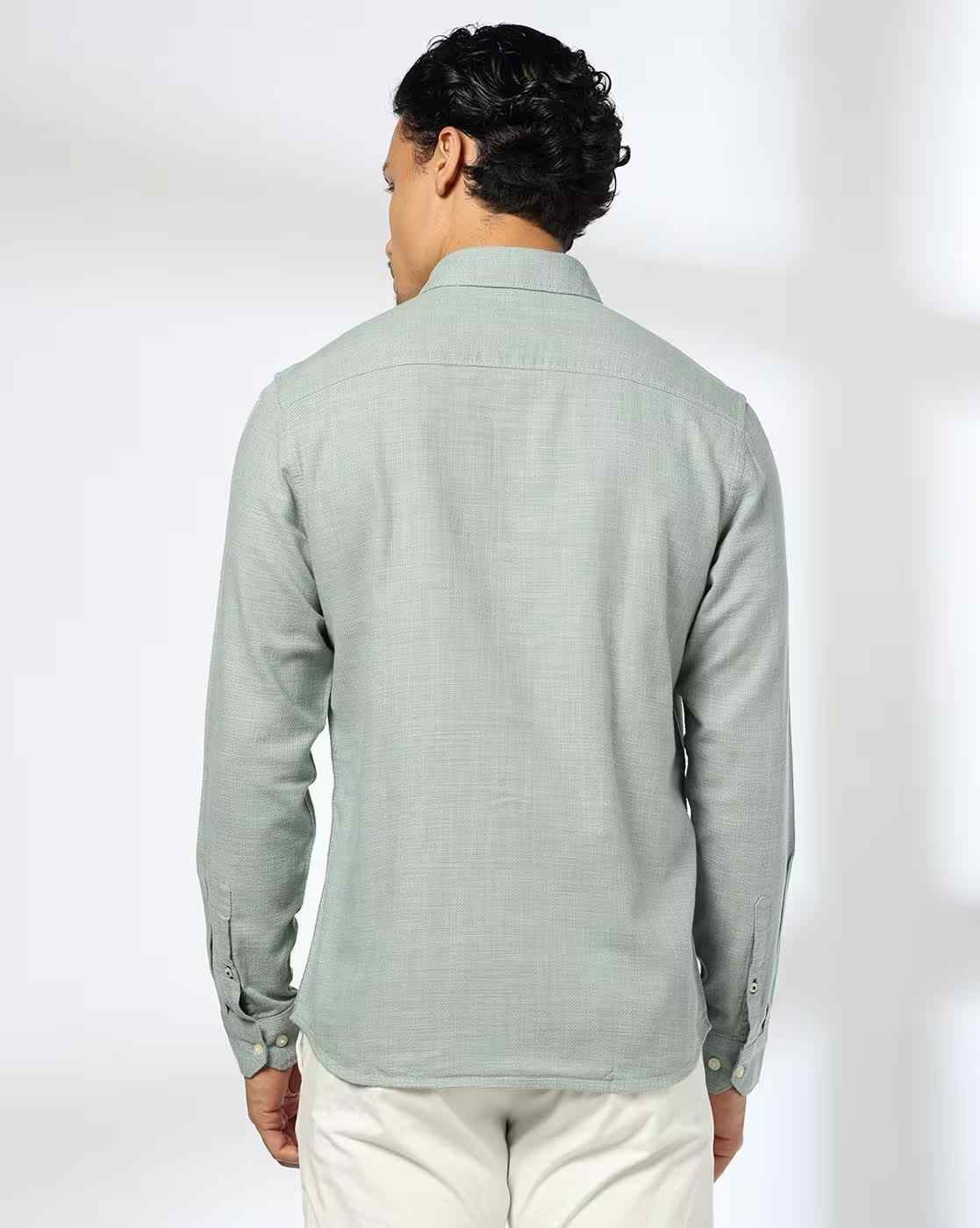 NETPLAY | Men Patterned Slim Fit Shirt with Patch Pocket|2