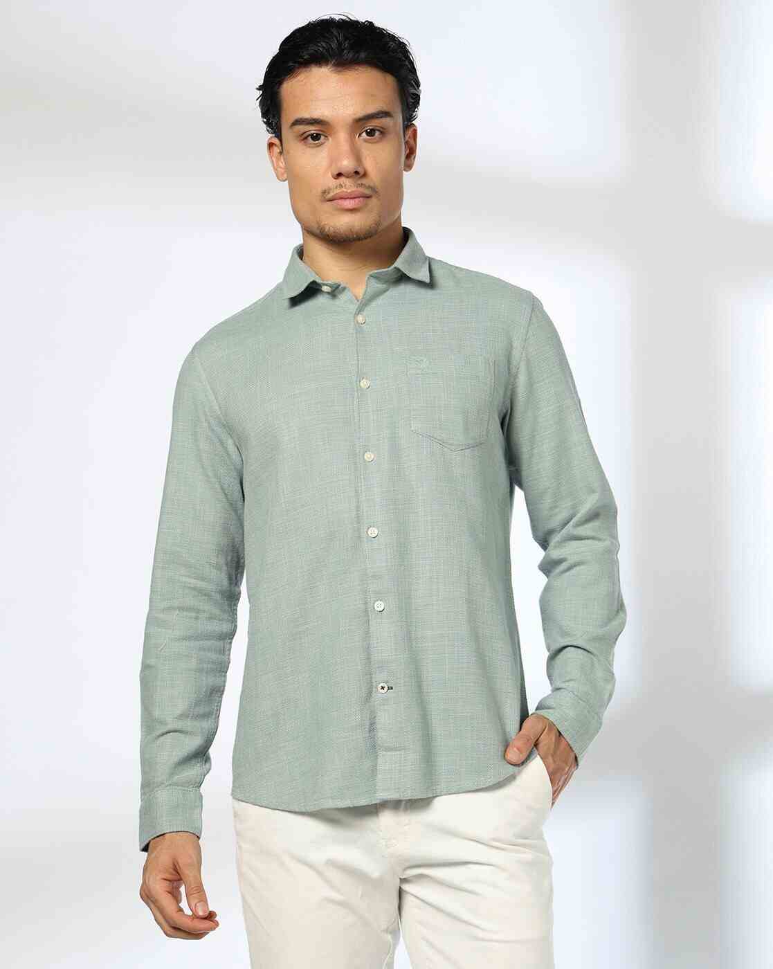 NETPLAY | Men Patterned Slim Fit Shirt with Patch Pocket|3