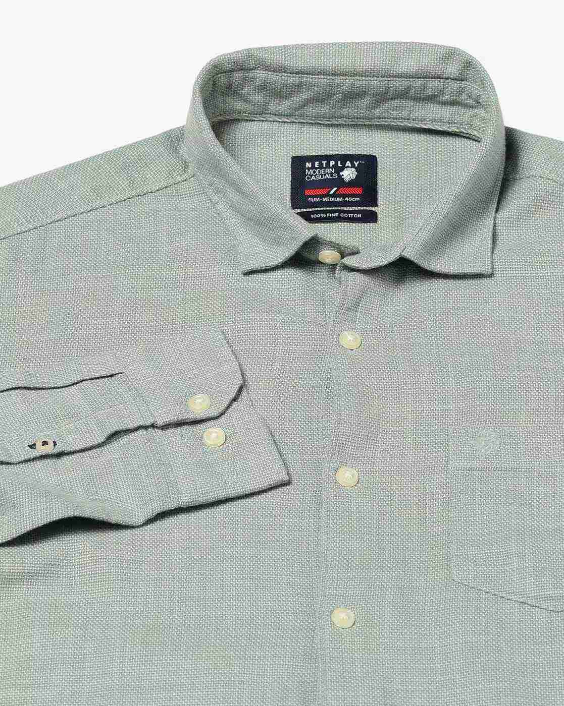 NETPLAY | Men Patterned Slim Fit Shirt with Patch Pocket|6