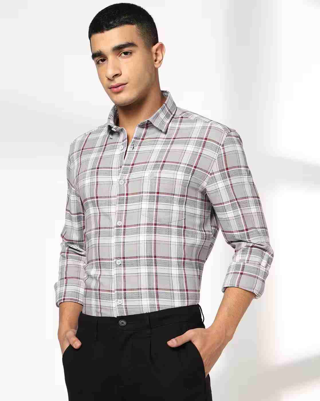 NETPLAY | Men Checked Regular Fit Shirt with Patch Pocket|0