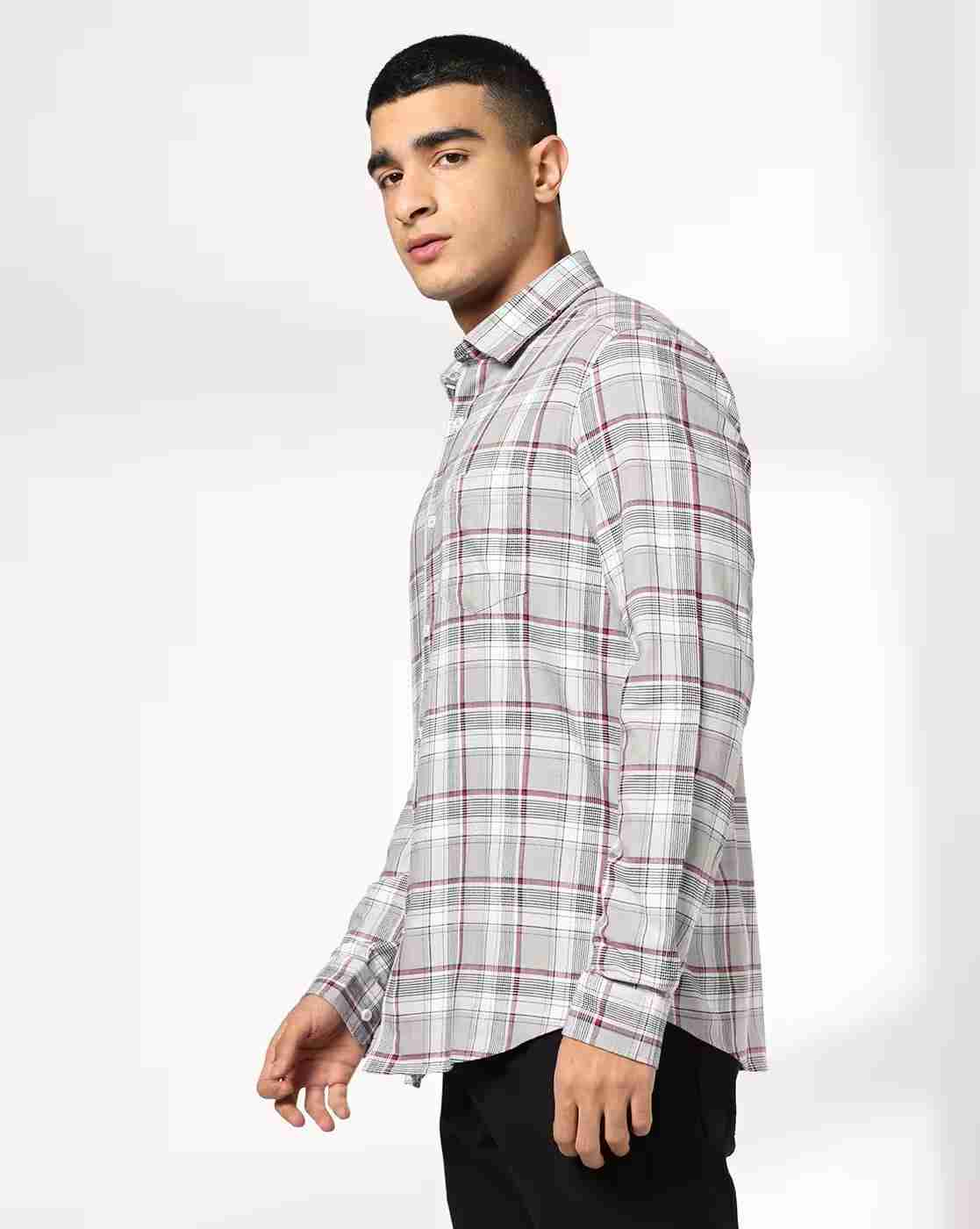 NETPLAY | Men Checked Regular Fit Shirt with Patch Pocket|1