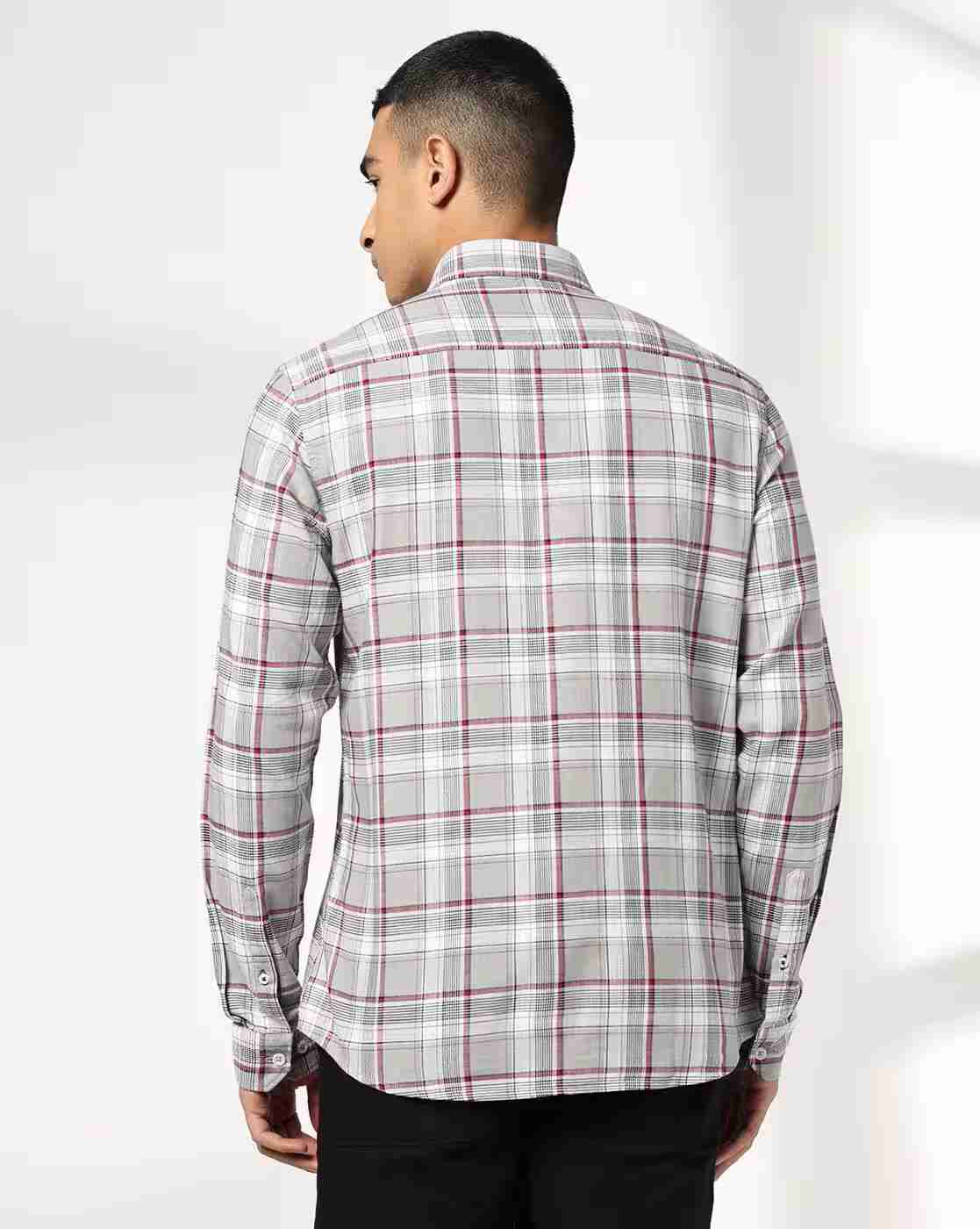 NETPLAY | Men Checked Regular Fit Shirt with Patch Pocket|2