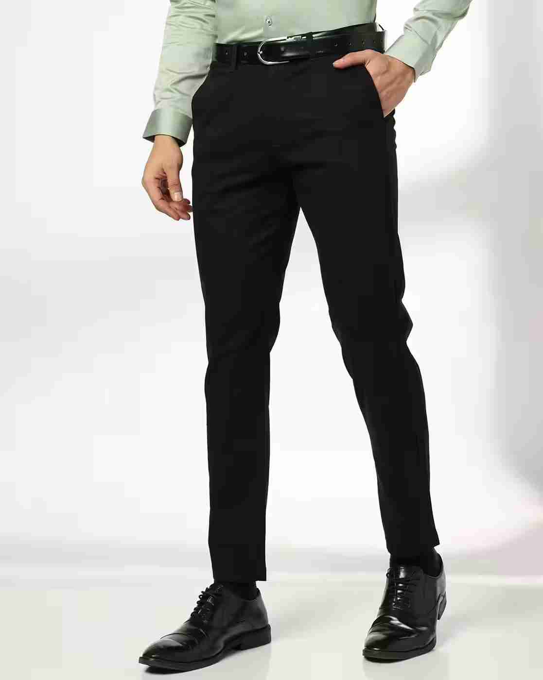 Men Slim Fit Flat-Front Trousers