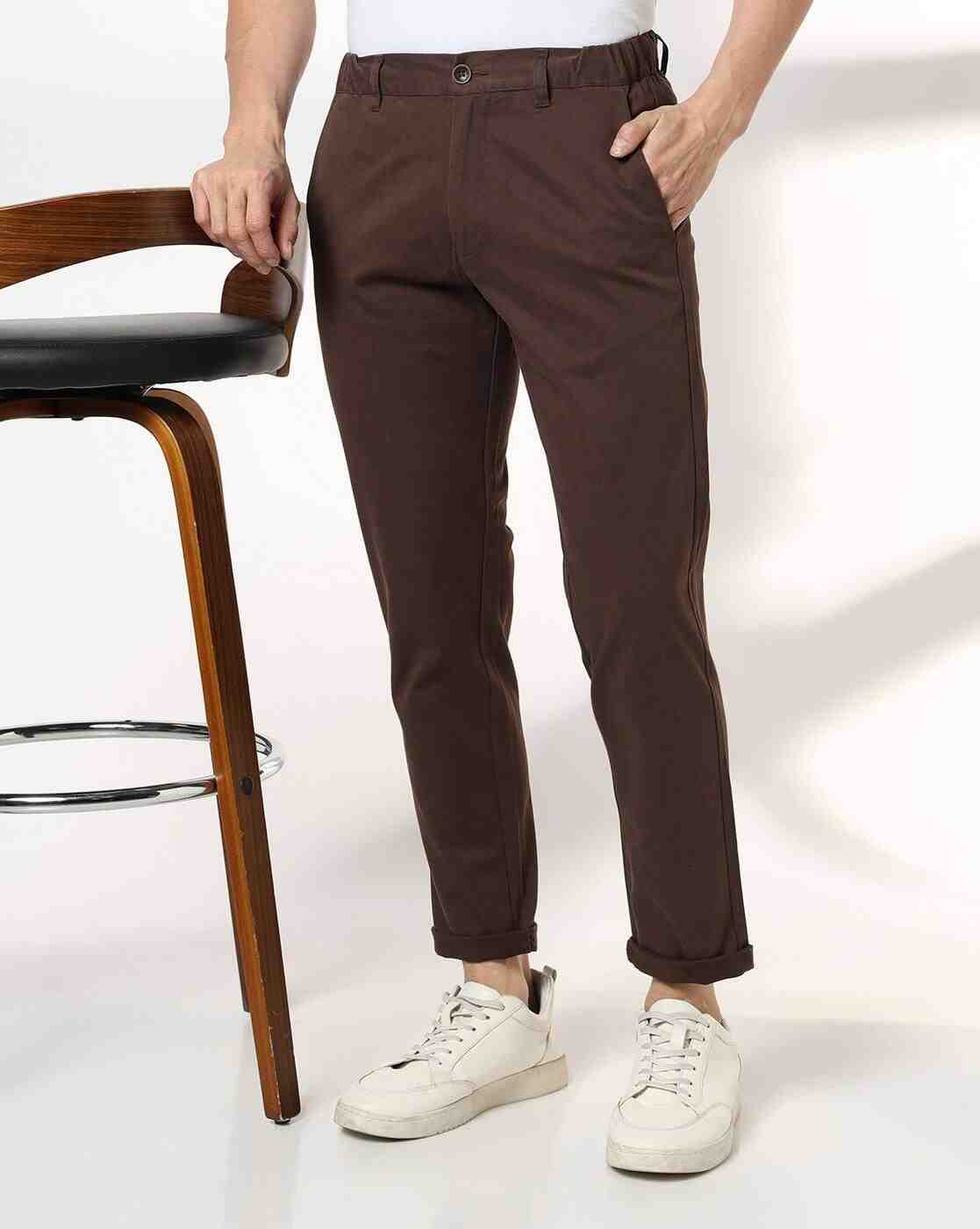 Men Slim Fit Flat-Front Chinos