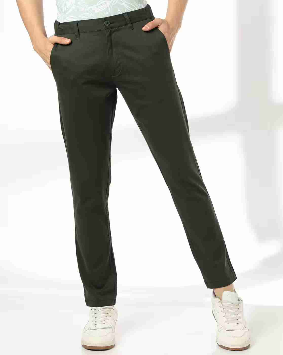 Men Slim Fit Flat-Front Trousers