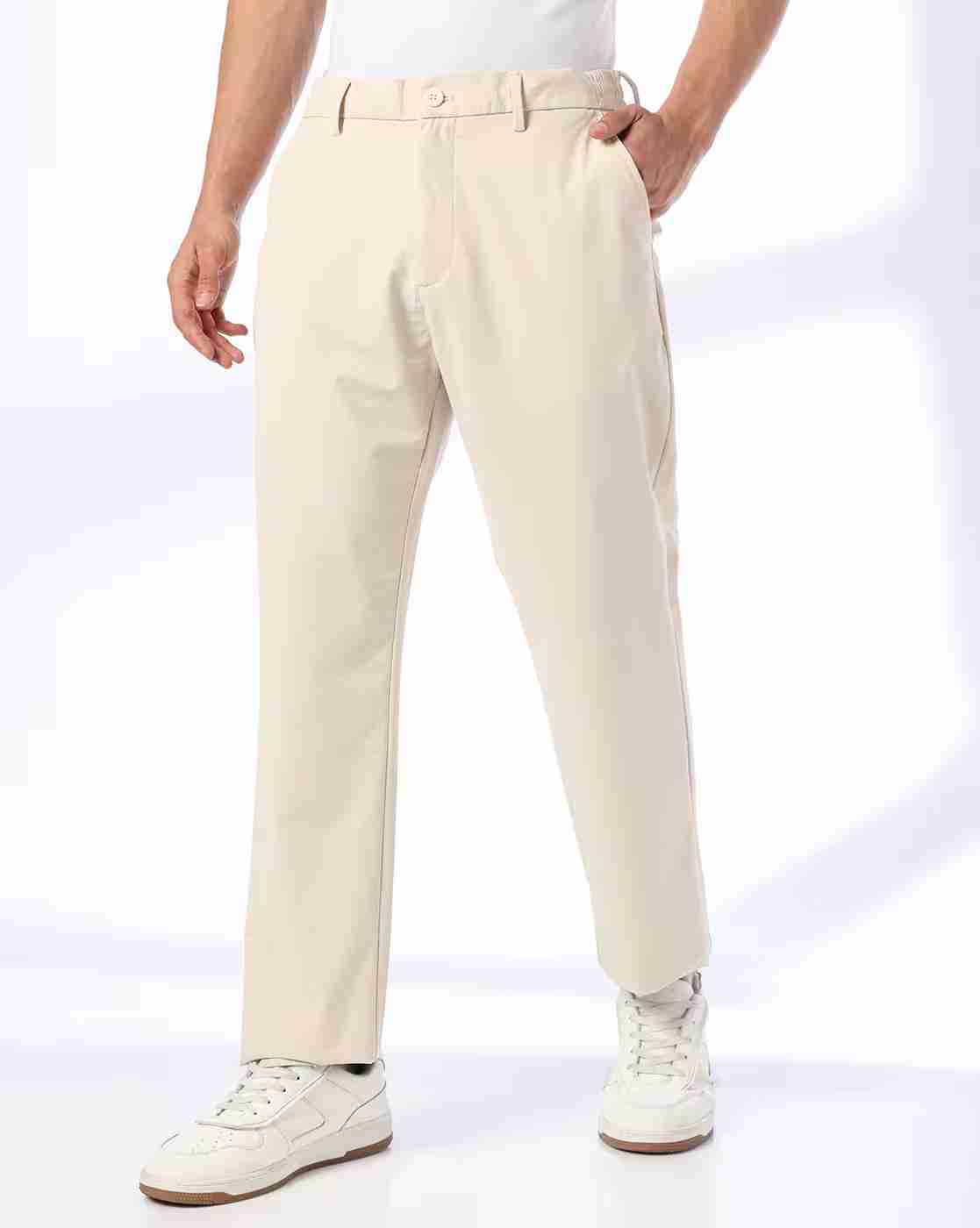 NETPLAY | Men Slim Fit Flat-Front Trousers|0
