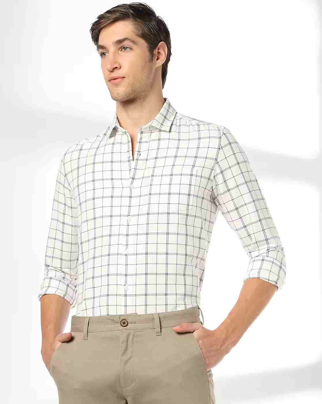 NETPLAY | Men Checked Slim Fit Shirt with Patch Pocket|0