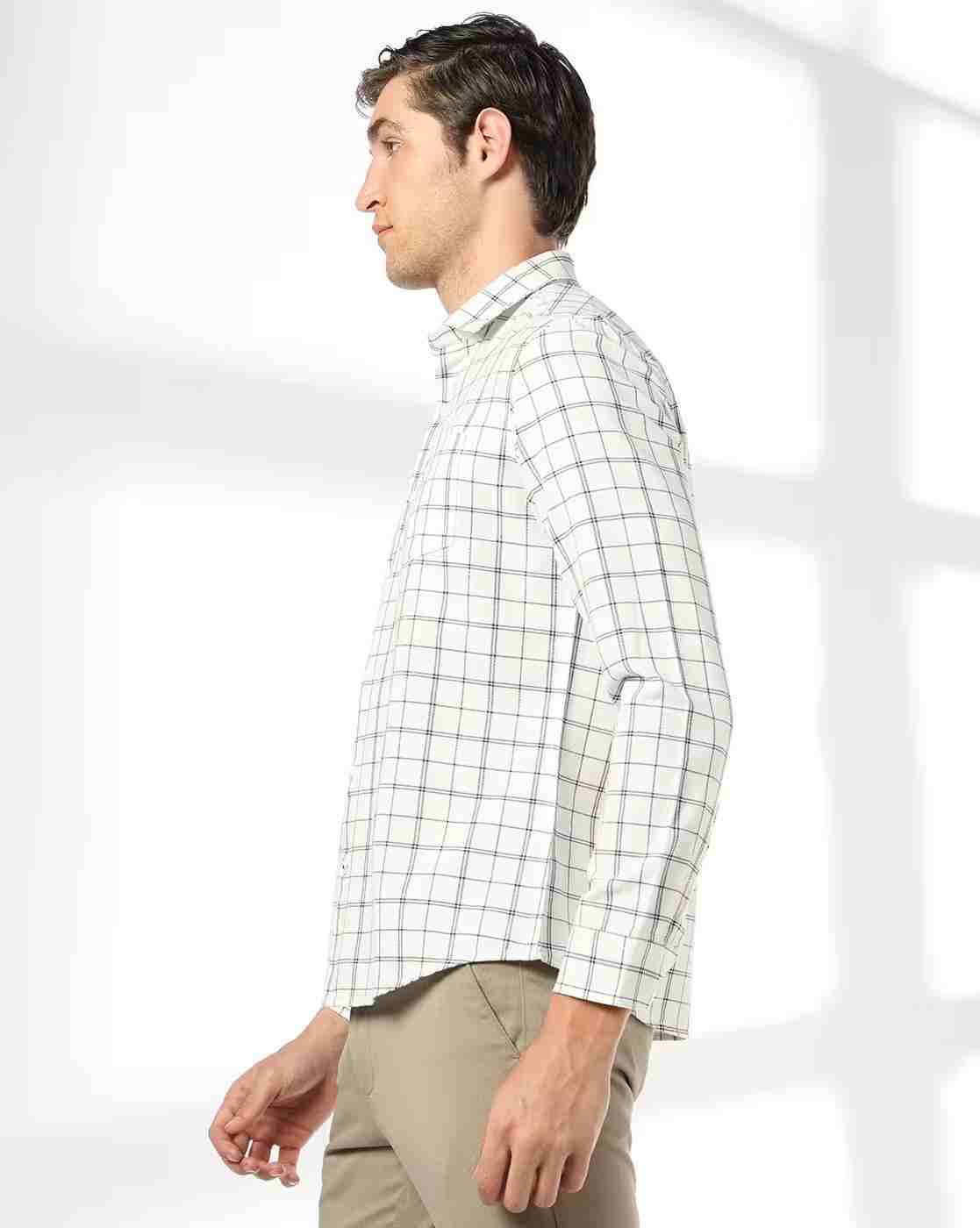 NETPLAY | Men Checked Slim Fit Shirt with Patch Pocket|1