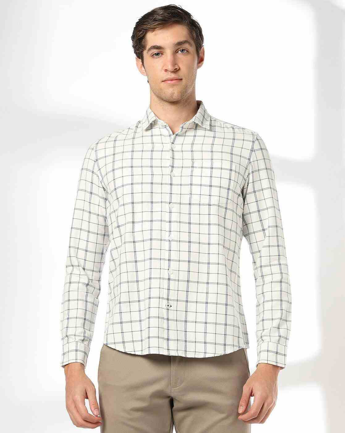 NETPLAY | Men Checked Slim Fit Shirt with Patch Pocket|3