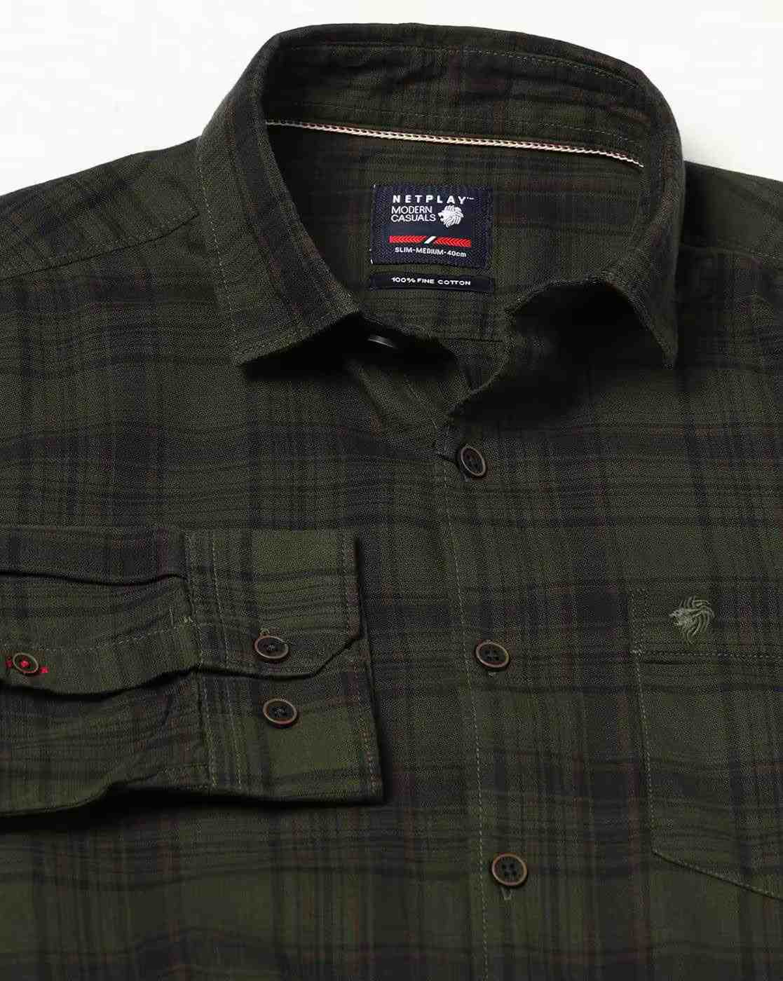 NETPLAY | Men Checked Slim Fit Casual Shirt|6