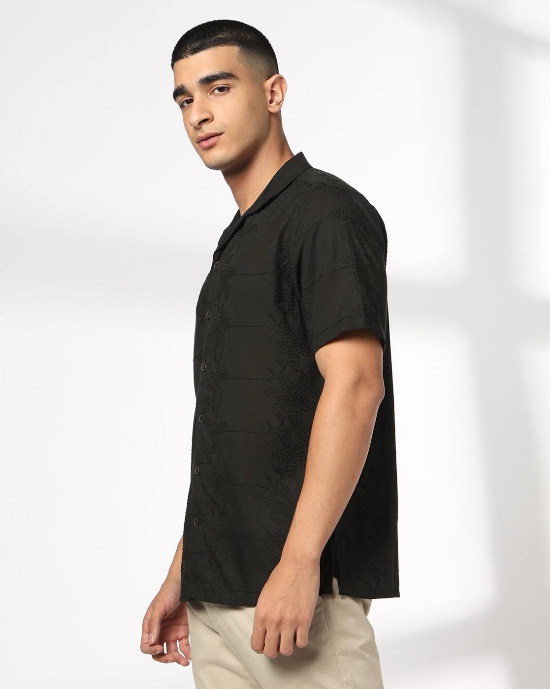 NETPLAY | Men Embroidered Regular Fit Half Sleeve Shirt|1